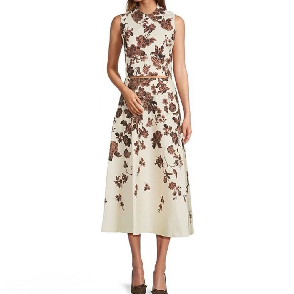 ANTONIO MELANI x Style Bungalow Chinz Cream and Brown Peter Pan Floral TOP